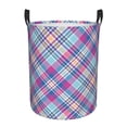 thumbnail image 1 of DouZhe Waterproof Collapsible Large Laundry Baskets, Pastel Plaid Checkered Prints Circular Hamper with Handles, 1 of 6