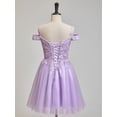 thumbnail image 3 of Vestido de bienvenida SoDigne con purpurina de tul morado, talla grande, 3 of 7