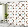 thumbnail image 4 of Ambesonne Forest Shower Curtain, Owls Pumpkins Trees Leaves, 69"Wx75"L, Pale Caramel Lime Green, 4 of 4