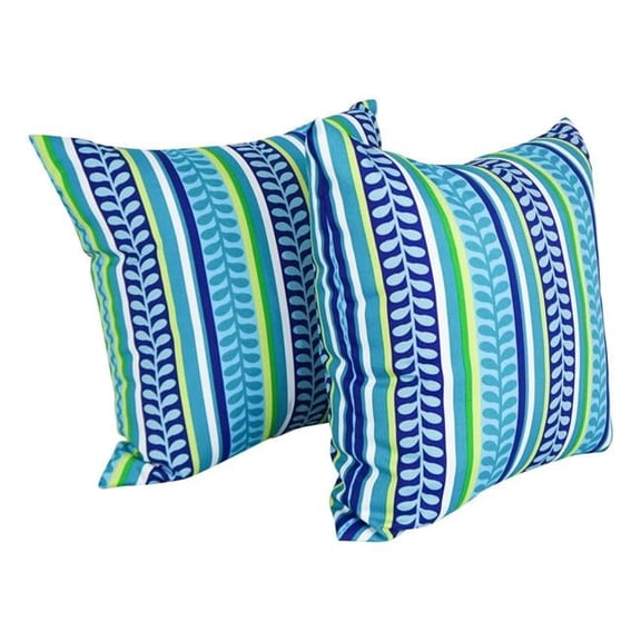 Blazing Needles 9913-S2-REO-35 Spun Polyester Outdoor Floor Pillows, Pike Azure - Set of 2
