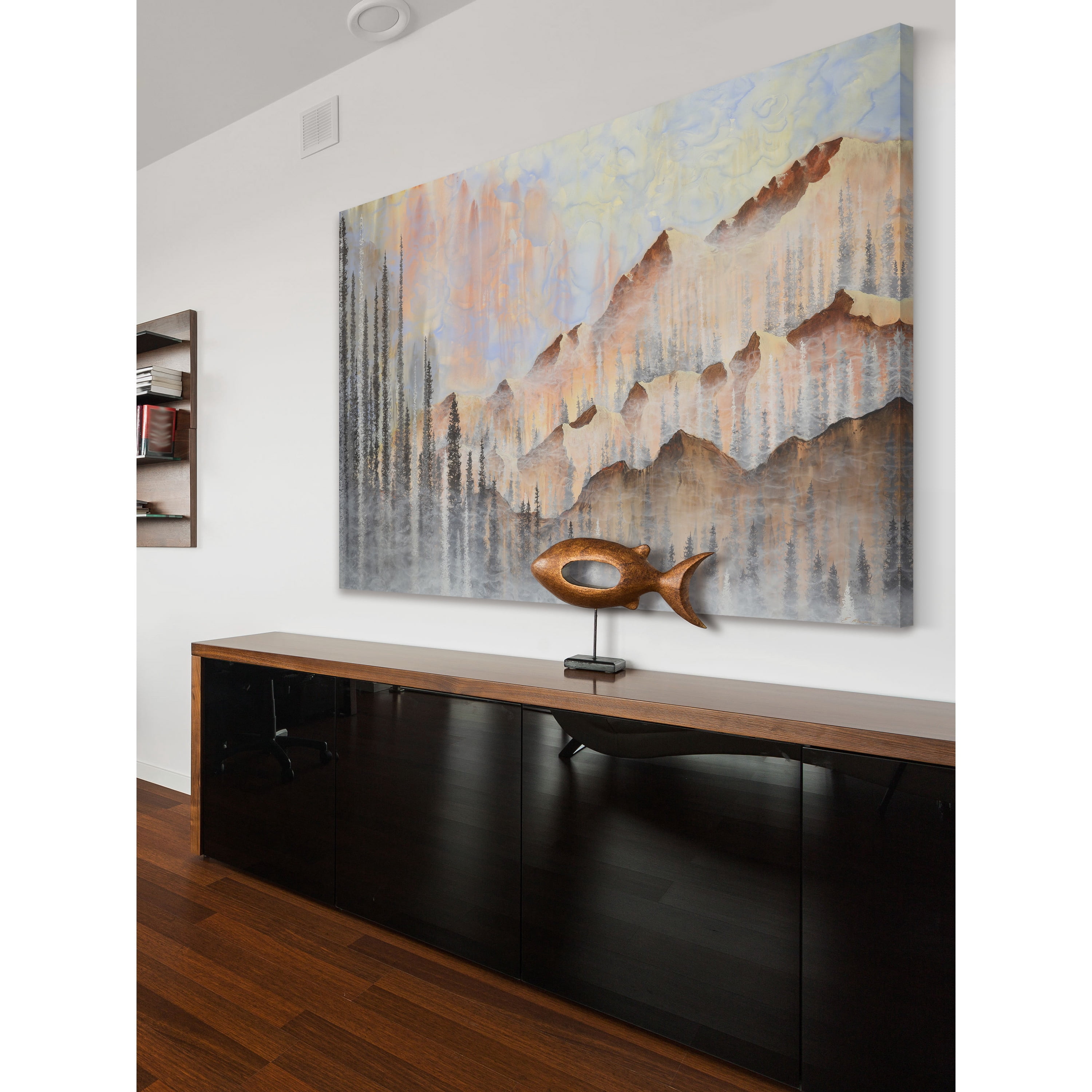 "Dawn in the Mountains" Painting Print on Wrapped Canvas