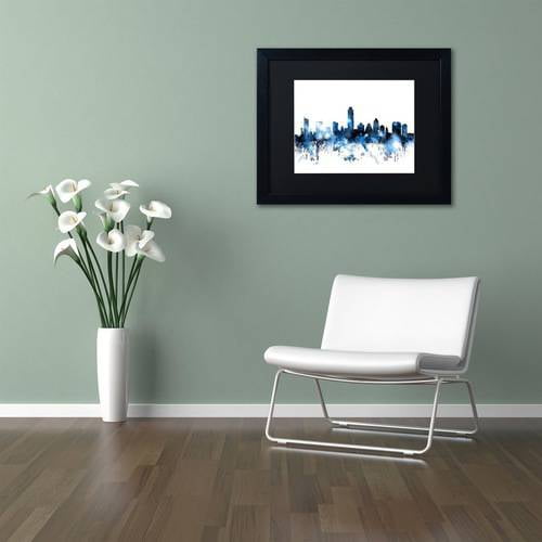 Trademark Fine Art 'Austin Texas Skyline II' Canvas Art by Michael Tompsett, Black Matte, Black Frame