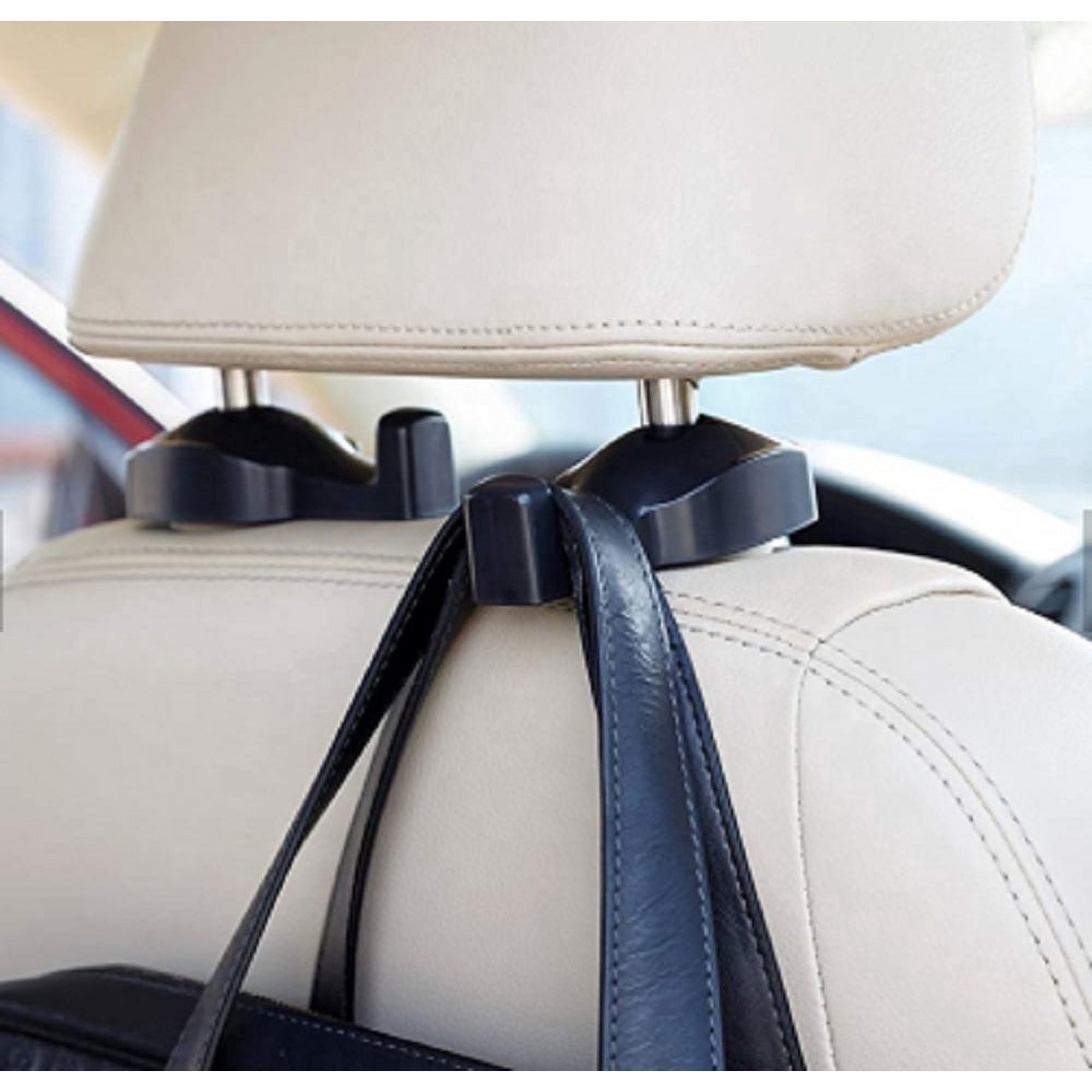 2 Pack Car Headrest Hooks, Back Seat Vehicle Hangers for Purses, Bags, Coats and Groceries, TIKA