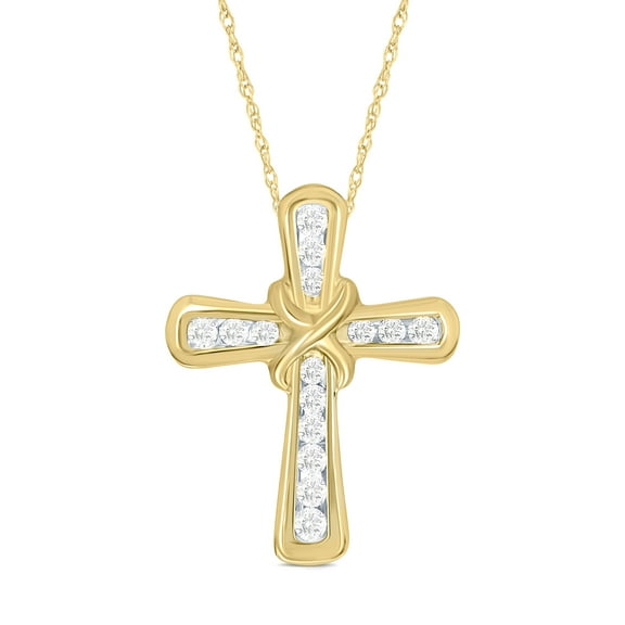 Triss Jewelry 1/10 Carat Diamond Cross Pendant in 10K Gold