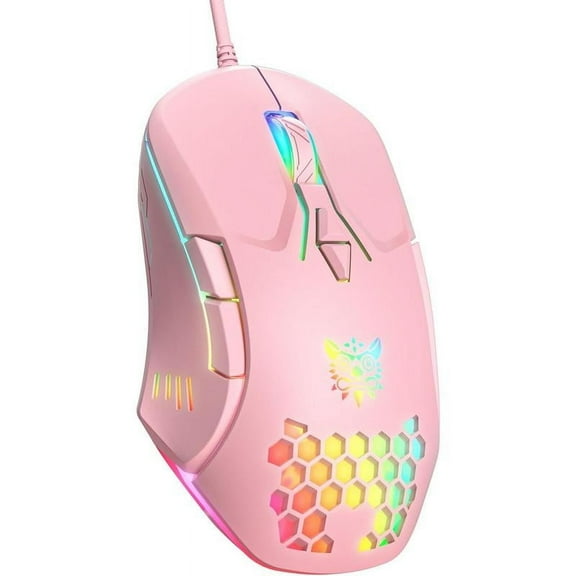 Wired PC : High Precision Sensor,RGB Backlit, Adjustable DPI, 7 Buttons Programmable, mice for Office & on Windows//Linux/Chrome- Pink