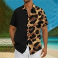 thumbnail image 2 of Men's Vintage Bowling Shirts Leopard Graphic Casual Short Sleeve Button Up Contrast Shirt Summer Color Block Shirts, 2 of 5
