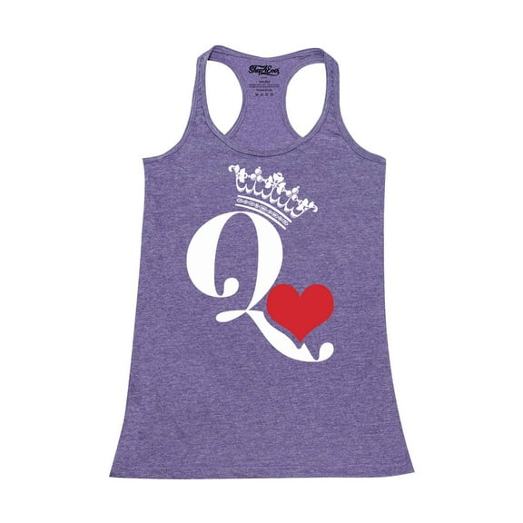 Shop4Ever Women's Queen of Hearts Racerback Tank Top Large Purple