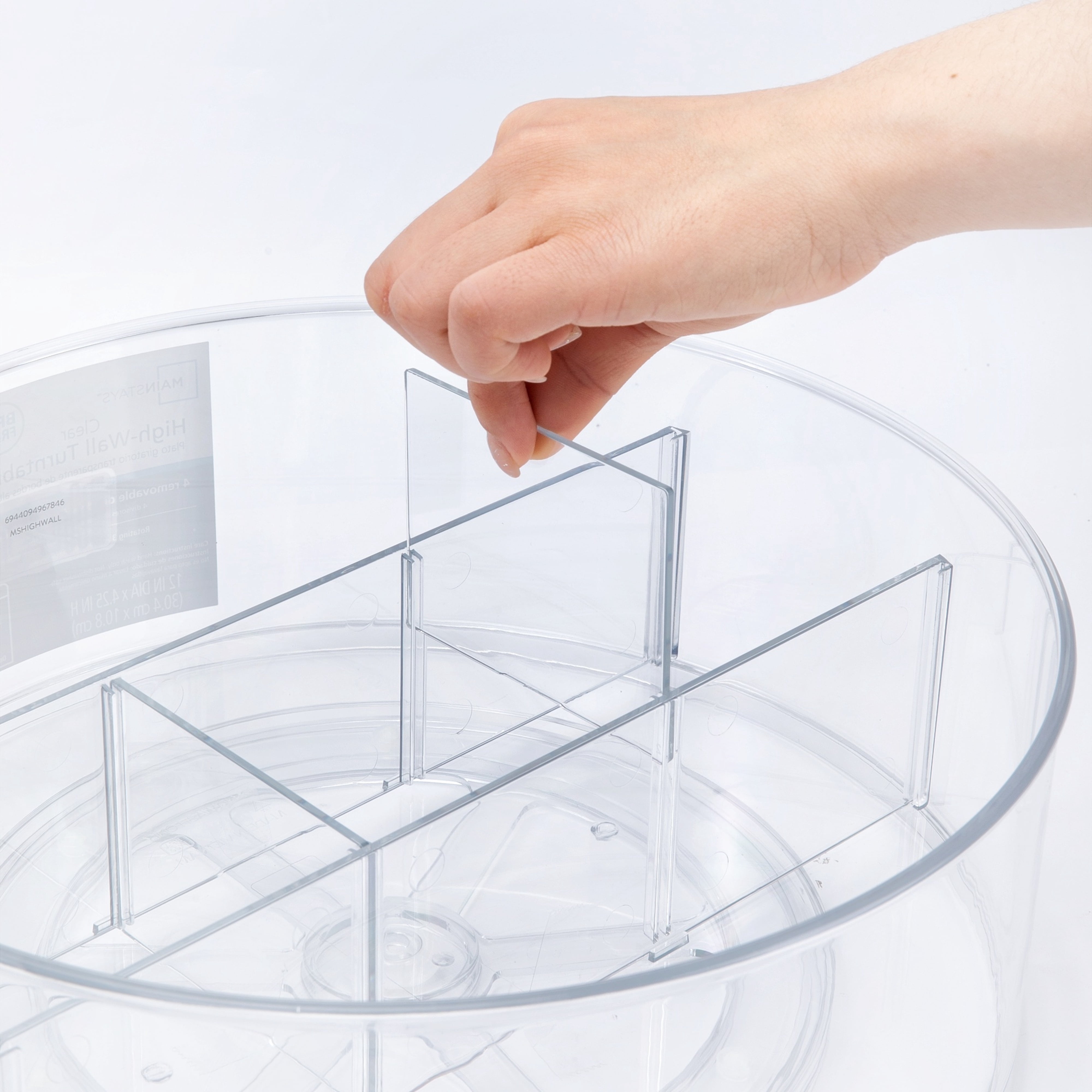 Mainstays High Wall 12-inch Clear Lazy Susan Turntable Organizer