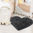 thumbnail image 2 of Unique Bargains Heart Shaped Faux Fur Shag Area Rug 2.3Ft x 3Ft Dark Gray, 2 of 8