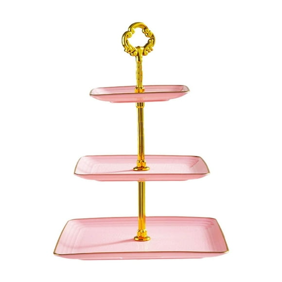 Ziynglg 3 Tiered Gold Rim Plastic Dessert Stand for Tea Parties,Weddings Events Elegant Serving Tray Tower for Cupcakes,Appetizers More