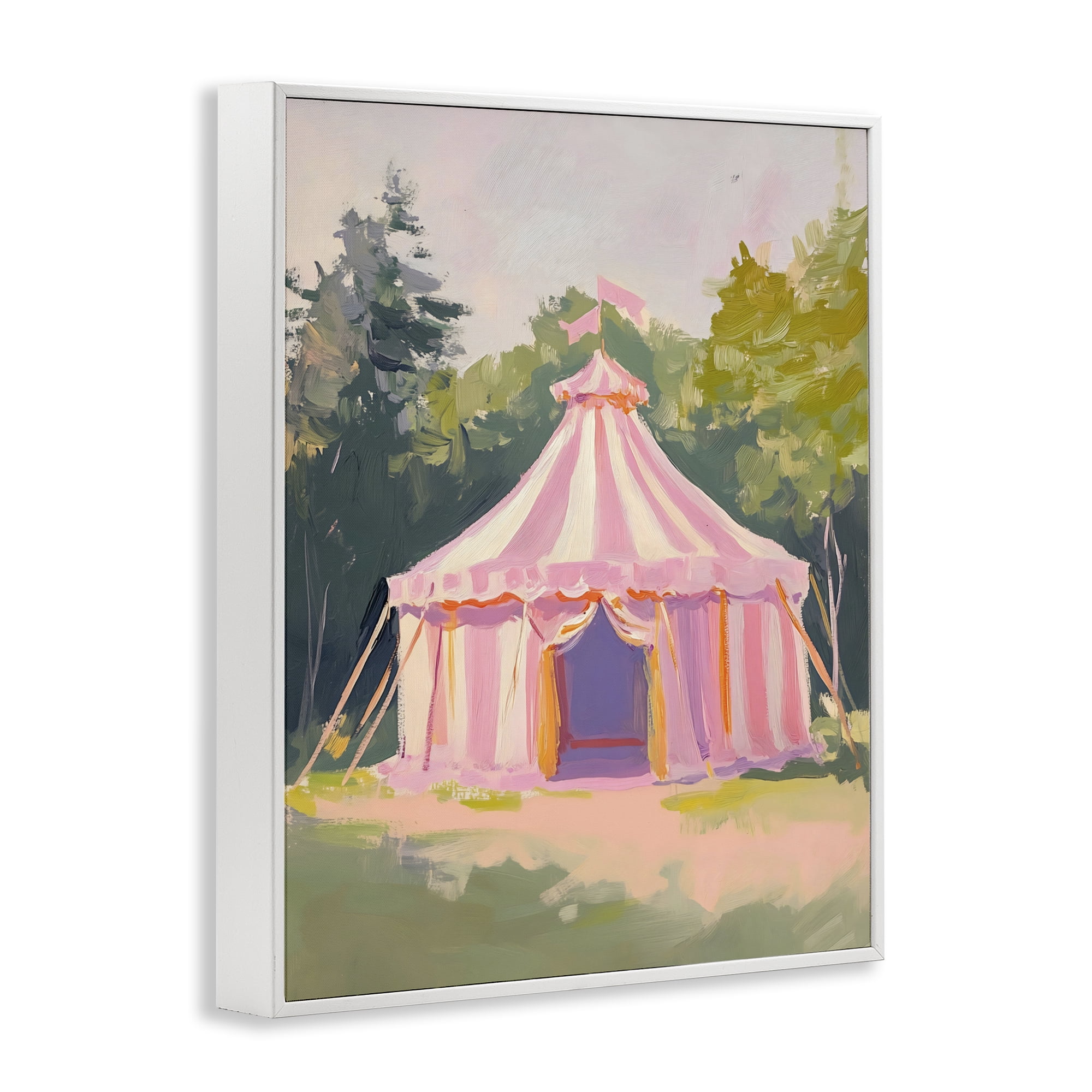 Stupell Industries Pink Circus Tent in Meadow White Framed Giclee Art, design by The Prints Vibe