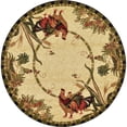 thumbnail image 1 of Unique Loom Barnyard Rooster Design Area Rug 8' x 8' Round Ivory/Olive, 1 of 2