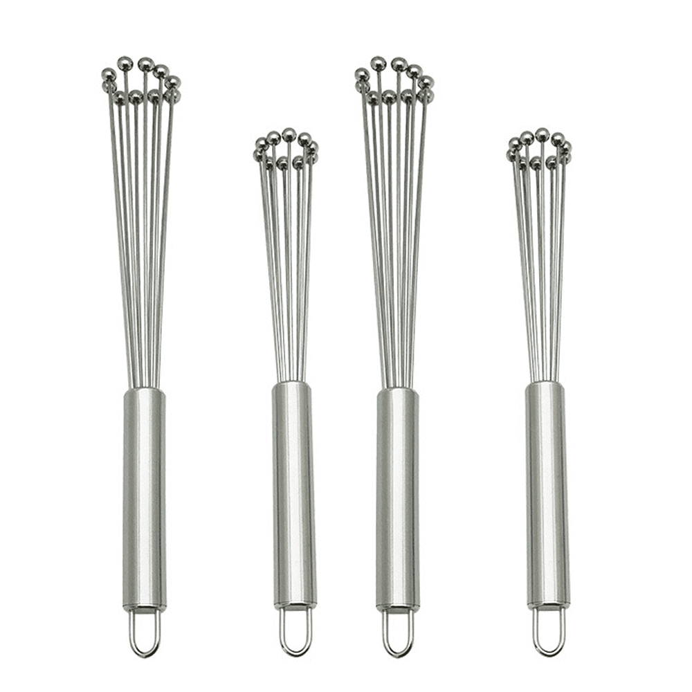 GCP Products 4 Pieces Stainless Steel Whisks Set Wire Whisk Balloon Whisk  Egg Beater Kitchen Utensils