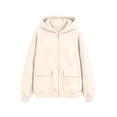 thumbnail image 4 of Zijinkuiwen Women Solid Full Zip Up Hoodie with Dual Flap Pockets Long Sleeve Drop Shoulder Loose Relaxed Fit for Everyday Daily Casual Outfit,3XL, 4 of 4