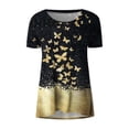 thumbnail image 4 of Blusa de manga corta con estampado de cuello redondo informal para mujer a la moda, Tops de verano Pompotops hkajfhjk462803, 4 of 5