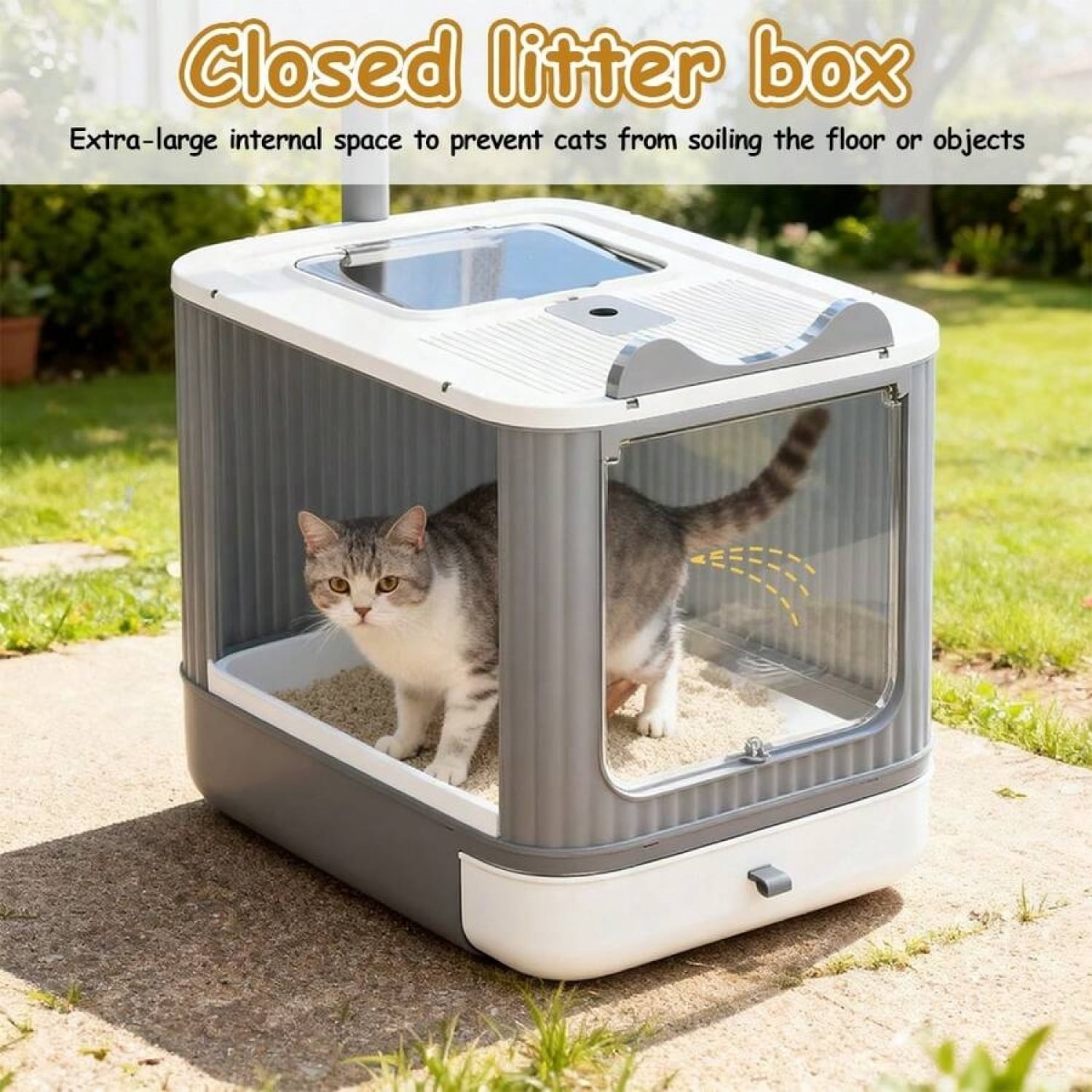NTGFU Large Cat Litter Box Enclosed, 4-In-1 Top Entry & Front Pull Drawer with Odor Control Carbon Bags & Scoop,for Multiple Cats (Fits Up To 44 Lbs), Easy Clean Modern Pet House - Pink