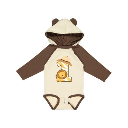 

Inktastic Safari 1st Birthday Jungle Animal 1 Year Old Gift Baby Boy or Baby Girl Long Sleeve Bodysuit