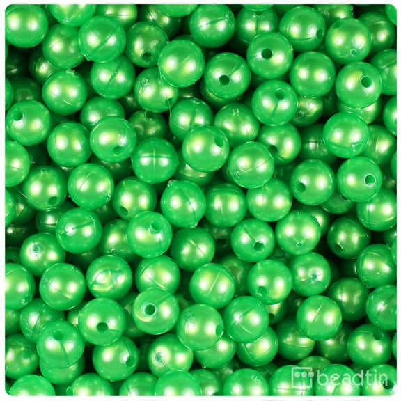 BeadTin Spring Green Pearl 8mm Round Craft Beads (300pcs)