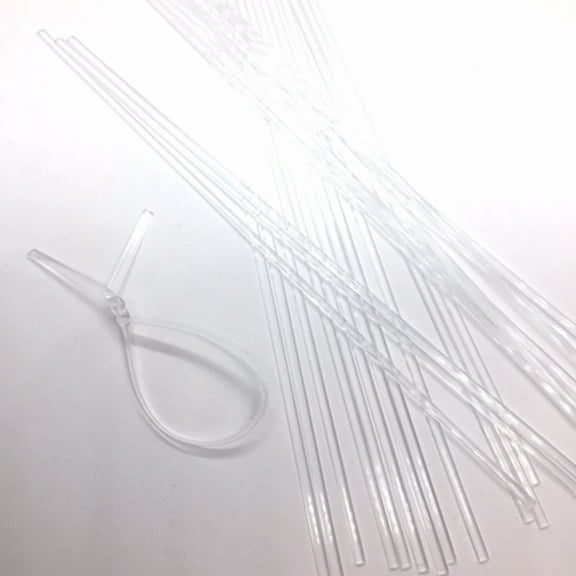 100pcs 6"x 2mm Clear Oval Wire Free Wireless Plastic Twist Ties - No Wire Inside