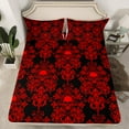 thumbnail image 2 of Feelyou Goth Skull Damask Full Size Sheets, Western Mandala Paisley Bed Sheets, Black Red Boho Flower Sheet Sets, Breathable Home Decor, 4-Piece, 2 of 7