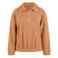 thumbnail image 6 of DHFJKG Quarter Zip Sweatshirts For Women Double-Sided Plush Solid Color Long Sleeve Collared Pullover Versatile Tops, 6 of 9