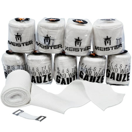 Meister Elastic Gauze Hand Wraps for Boxing & MMA - Mexican Style - White - 10