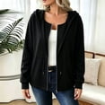 thumbnail image 4 of Horkkom Zip Up Hoodie Women Drawstring Long Sleeve Solid Color Sweatshirt Hooded Casual Crewneck Sweatshirt, S-2XL, 4 of 7