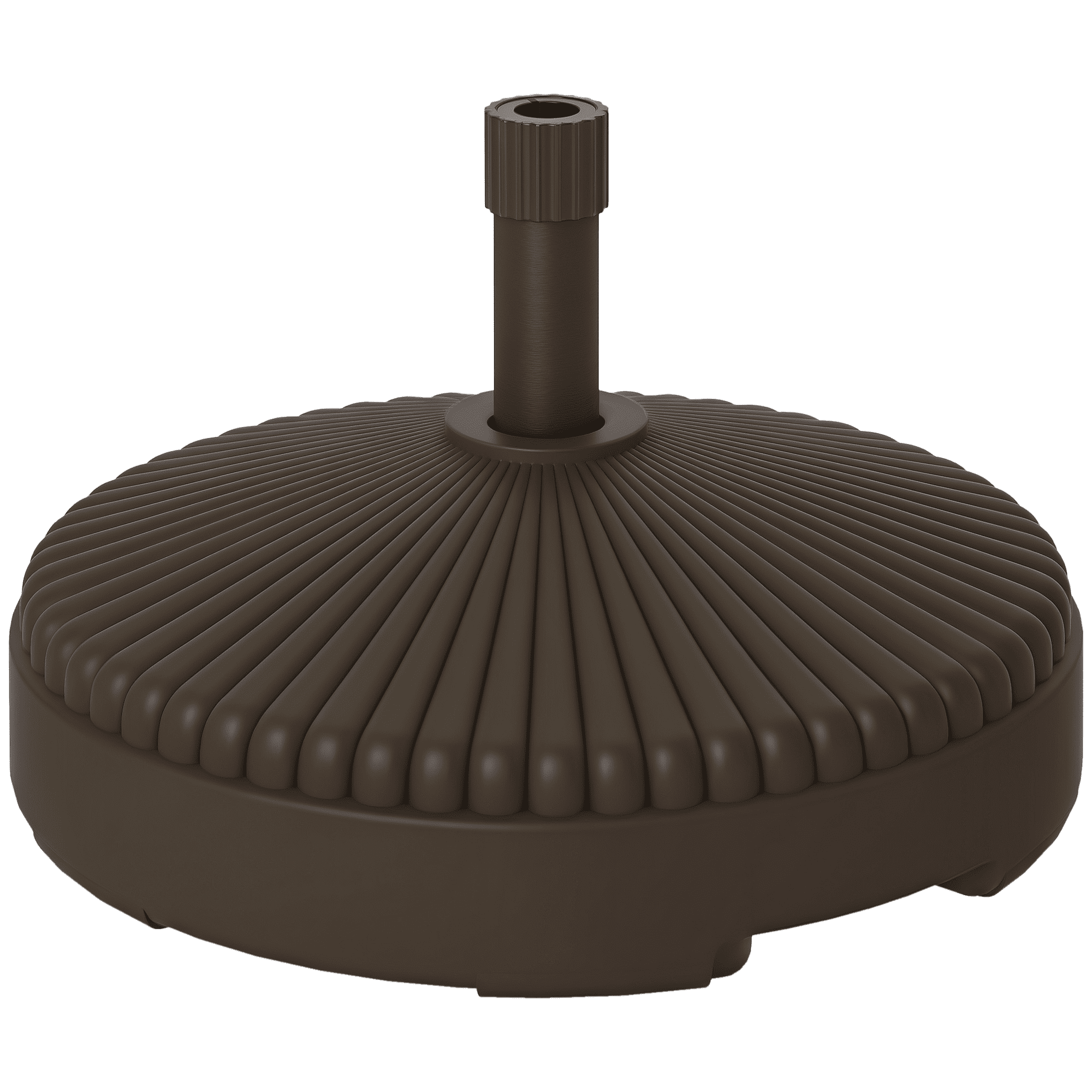Outsunny Round Patio Umbrella Base Holder Outdoor Umbrella Stand, Filled Up to 62lbs with Sand or 51lbs with Water for Garden Poolside, Brown