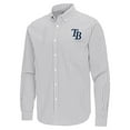 thumbnail image 2 of Men's Antigua Gray Tampa Bay Rays Ellis Woven Tri-Blend Button-Down Shirt, 2 of 3