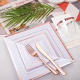 thumbnail image 4 of 350Pcs Rose Gold Plates and Napkins Party Supplies-Square White and Rose Gold Plates Disposable Dinnerware include Plates Cups Cutlery Napkins for 50 Guests Wedding&Mother's Day&Party, 4 of 7