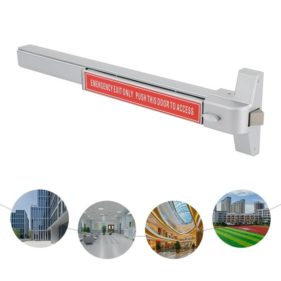 Silver Safety Exit Lock, Emergency Exit Device, Door Push Bar 25.59*6.1*1.97in for Metal Doors, Wood Doors