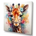 thumbnail image 2 of Designart "Colorful Floral Giraffe Art" Animals Wall Art - Modern Colorful Giraffe Living Room Canvas Art, 2 of 6