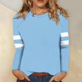 thumbnail image 2 of Darzheoy Womens Tops Hoodless Round Neck Casual Loose Pullover Sweatshirts Lightweight Solid Color Stripped Fall Winter Long Sleeve Blouses, 2 of 5