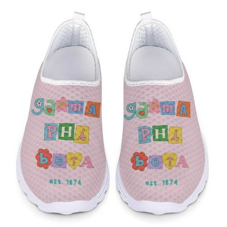 

Summer New Women s Casual Flat Shoes Hot Gamma Phi Beta Sorority Print Comfortable Breathable Mesh Sneakers Soft Nurse Shoes