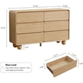 thumbnail image 2 of AVZEAR 6 Drawer Dresser for Bedroom, 48" Modern Wooden Dresser Chest of Drawers, Curved Profile Design, Closet Clothes Storage Organizer for Kids Bedroom, Living Room, Nursery, Natural Color, 2 of 9