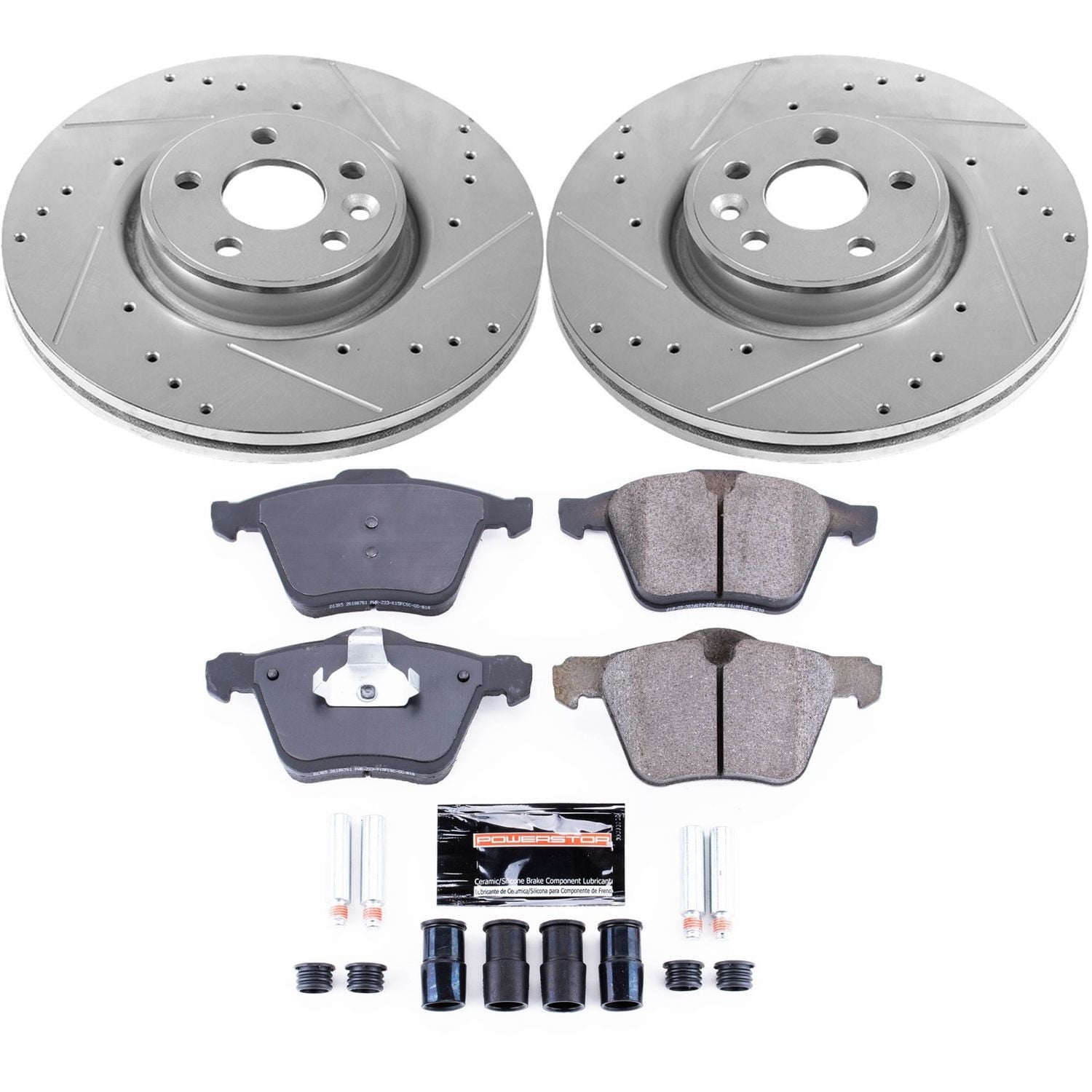 PowerStop Front Z23 Evolution Sport Carbon-Fiber Ceramic Brake Pad and Drilled & Slotted Rotor Kit Fits: VOLVO Select Models K4699