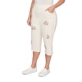 thumbnail image 3 of Alfred Dunner Womens Plus-Size Floral Cross Stitch Super Stretch Denim Capri, 3 of 4