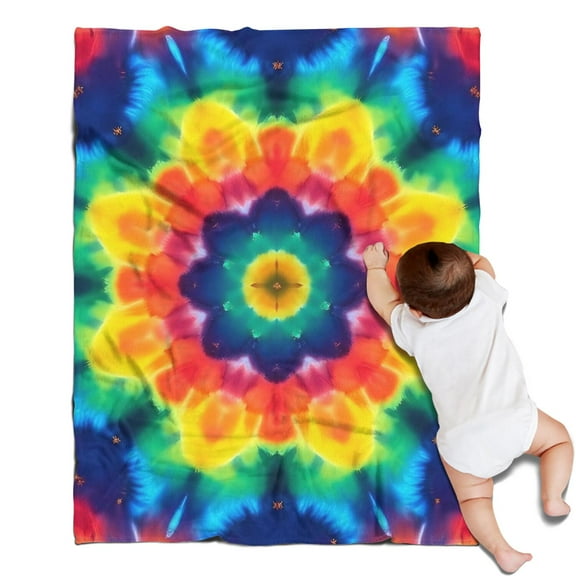 Colorful Rainbow Tie Dye Spiral Pattern Blanket,Comfortable Soft Flannel Throw Blanket,All Season,Warm Lightweight Blankets for Sofa Bed Couch Living Room Chair,30"x40"