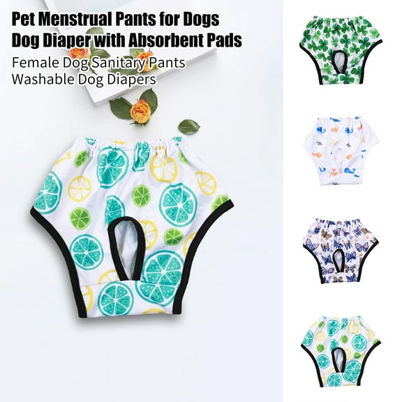 Callipe Dog Menstrual Pants Reusable Printed Dog Diapers Breathable Pet Sanitary Panties Elastic Waist Puppy Hygiene Pants for Cats Dogs