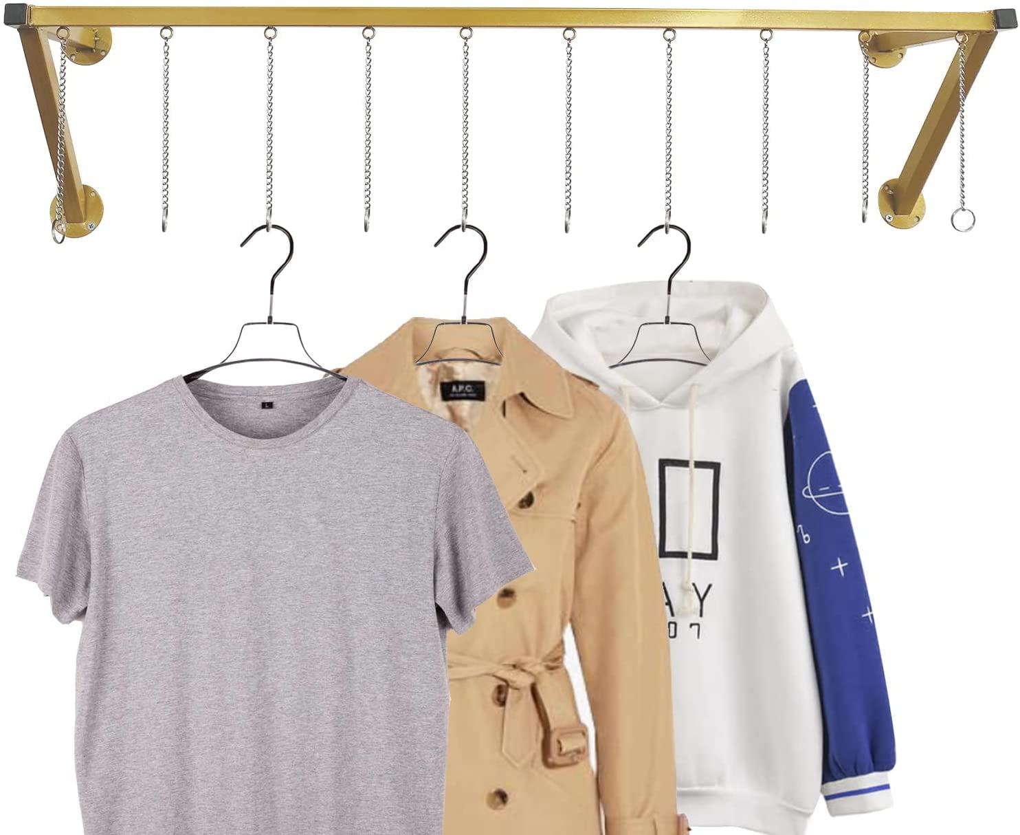 Aohuada Gold Garment Rack Wall Mounted Clothing Display Rack with