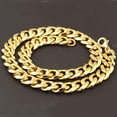 thumbnail image 4 of EOEMY 18K Gold Plated Stainless Steel Cuban Curb Chain Necklace Men 8/10/12/15/17/19mm-Gold-17mm-11Inch Bracelet, 4 of 5