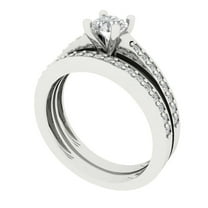 Clara Pucci 18K White Gold Round Cut 0.5Ct Simulated Clear Diamond Engagement Ring Matching Band - Luxury Box Included