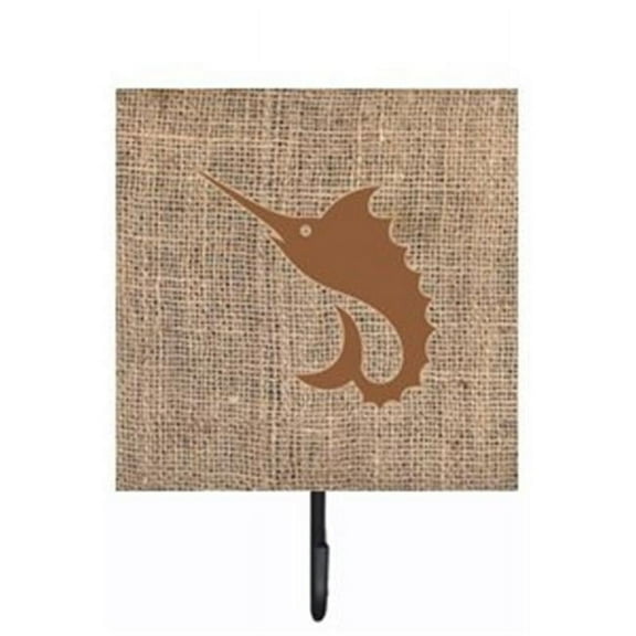 Carolines Treasures BB1097-BL-BN-SH4 Fish - Sword Fish Burlap and Brown Leash Or Key Holder