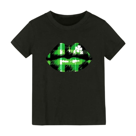 PINQI Chidren Comfy Clothes Toddler Baby Girl Boy Easter Short Sleeve Shirt Irish Toddler Kids T Shirt Summer Casual Clothes(Black,18-24 Months)