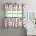 thumbnail image 2 of Country Floral Print Curtains 24" Short - 3 Panel Vintage Farmhouse Set with Bohemian Botanicals, Rod Pocket Window Treatment, 2 of 6
