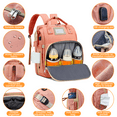 thumbnail image 5 of Diaper Bag Backpack, Multifunctional Baby Diaper Bag with Changing Station, Large Capacity Travel Backpack with Insulated Milk Bottle Pocket&Foldable Crib, USB Charging Port(Pink), 5 of 6