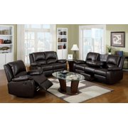 Transitional Rustic Dark Brown Leatherette Recliner Living Room Set 2pcs Oxford