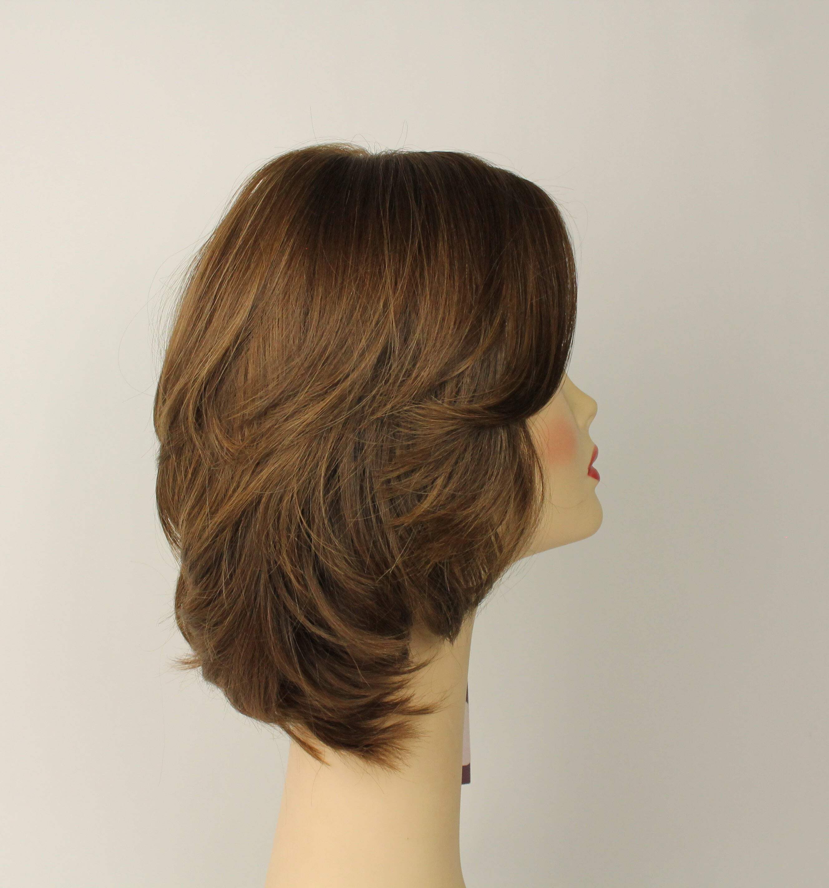 European Human Hair Freeda Wig Olivia 2000 Multi-Directional Skin Top Light Brown With Highlights Size M