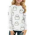 thumbnail image 2 of Drmagiyhm Long Sleeve T Shirts for Girl Size 10-12 Cute Halloween Floral Print Shirt Loose Casual Holidays Crewneck Tshirts Graphic Tops, Tees & Blouses 11-12 Years White, 2 of 3