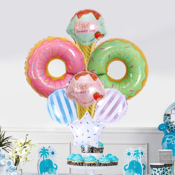 SEWCHICS 7-Piece Ice Cream Balloon Set for Birthday Party Decorations and Festival Celebration Supplies